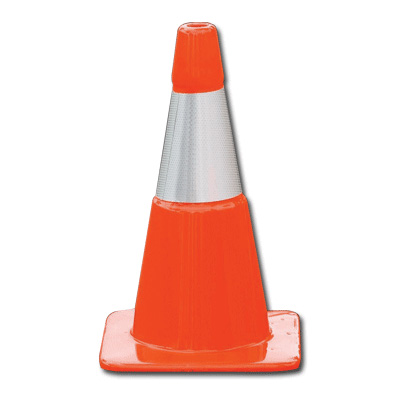 Traffic Cone – 18”, Orange, c/w 6” Recessed Reflective Collar