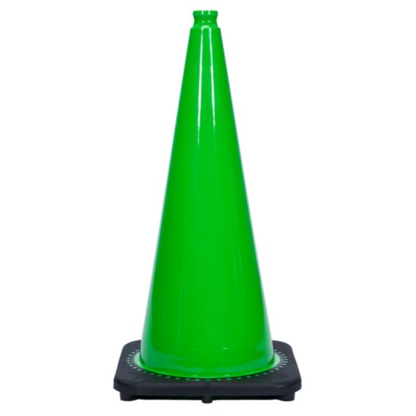 Traffic Cone – 28”, Lime Green, Black Base, Non-Reflective
