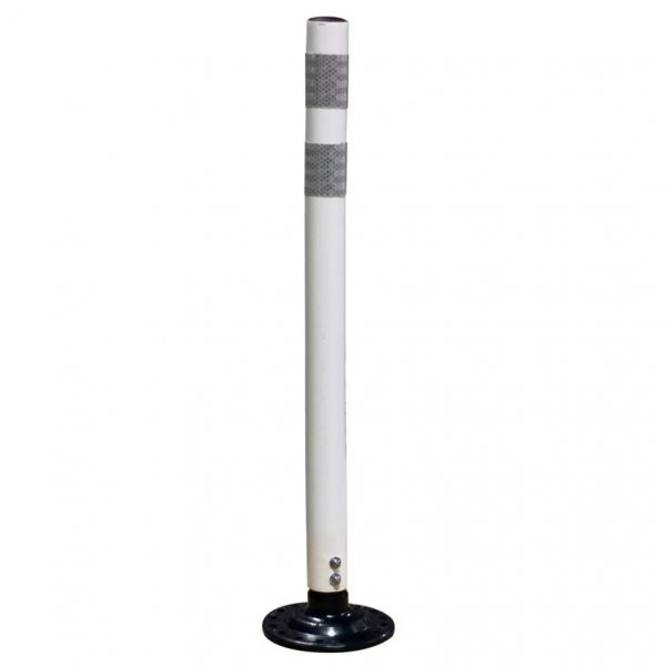 Delineator Post – 36”, White, Reflective, c/w “Boomerang” Base